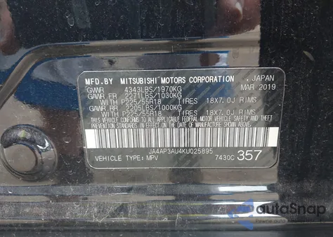 2019 Mitsubishi Outlander Sport 2.0 Es from USA, damaged, VIN JA4AP3AU4KU025895